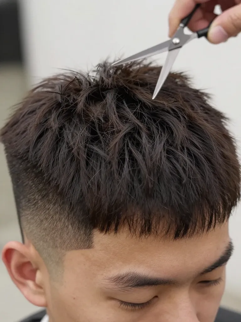 Step 3: Texturize the Top for Contrast - The Burst Fade Mullet