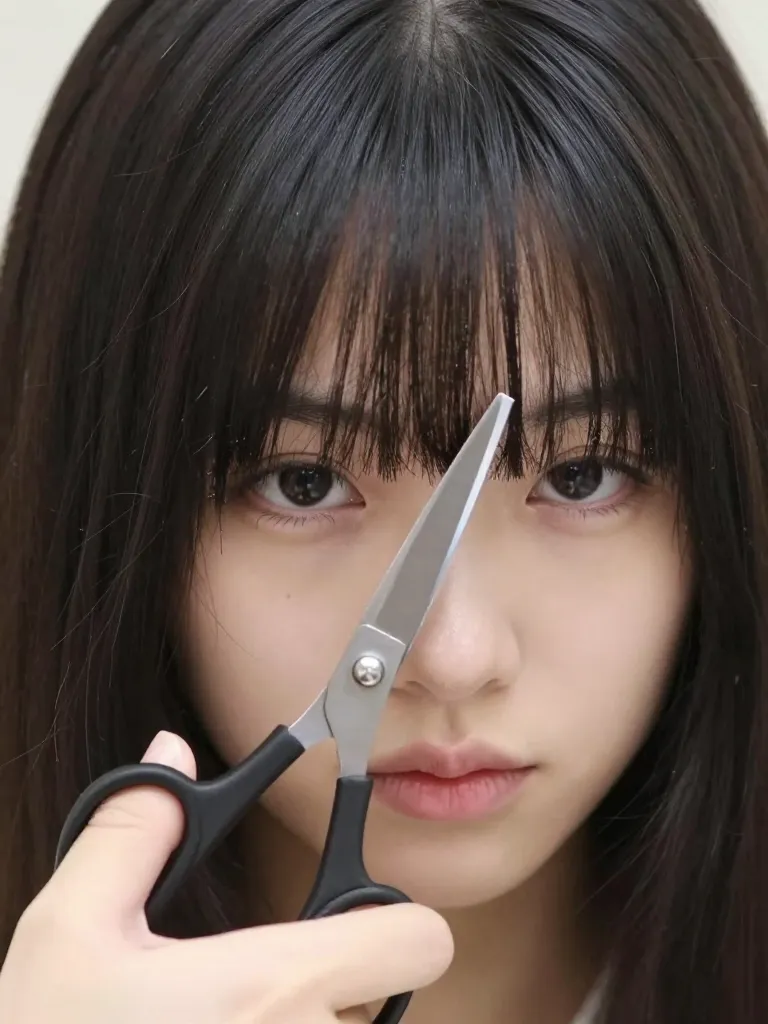 Cutting the center of curtain bangs