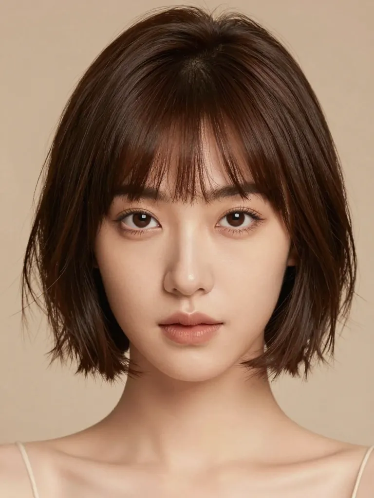 Styled curtain bangs on short hair