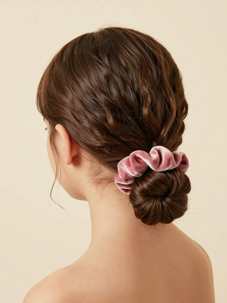 4. The Low Twisted Bun with Scrunchie