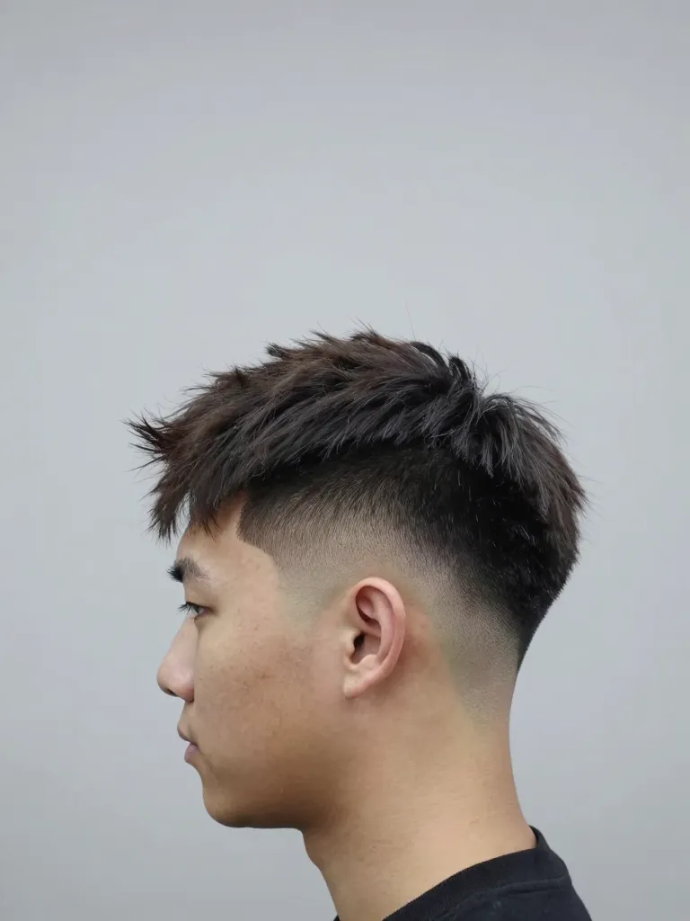 Mid fade haircut for men with balanced gradient and textured top