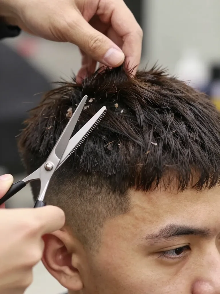 Step 3: Texturize the Top with Point Cutting and Thinning Shears