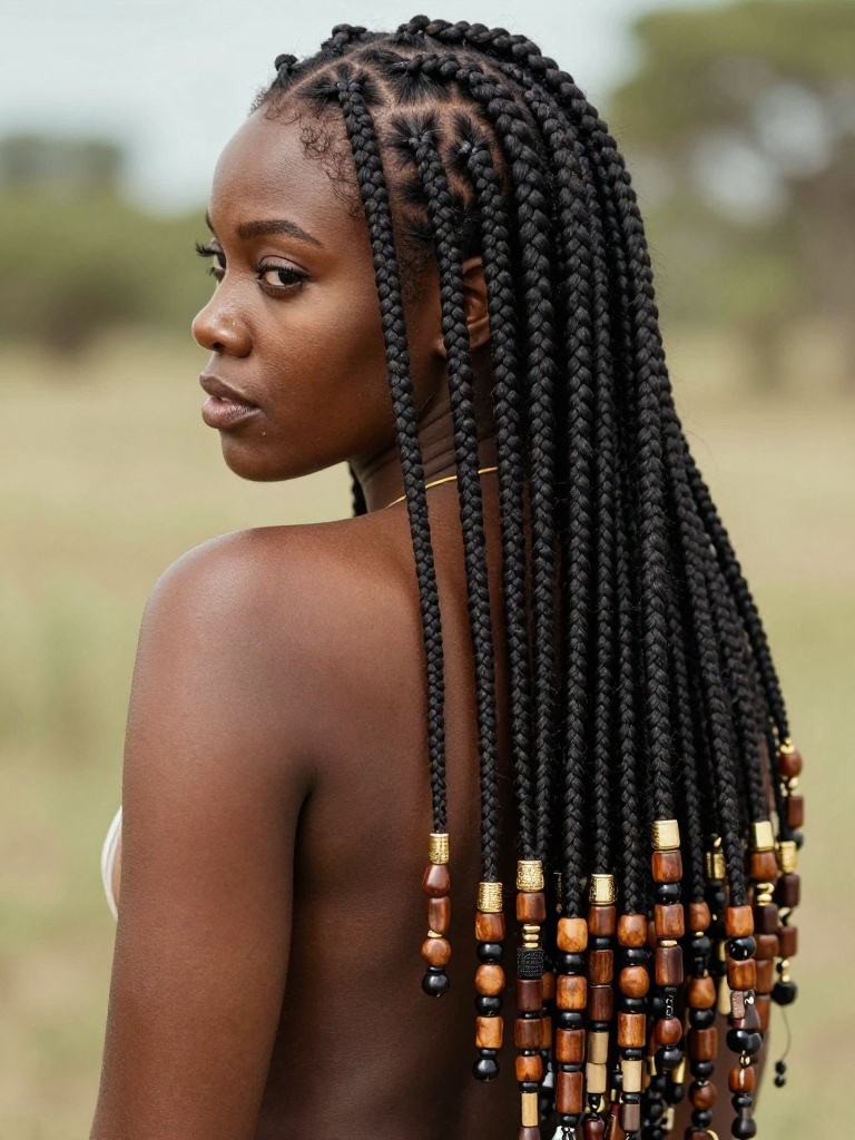 3. Fulani Braids with Loose Back Braids