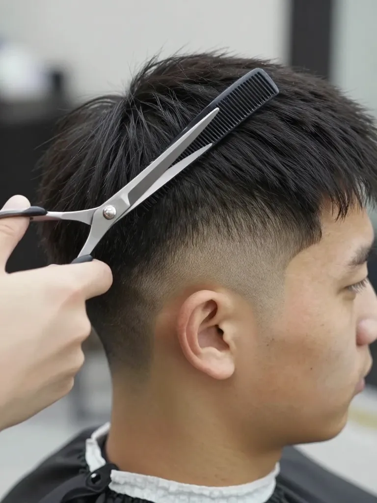 Step 2: Taper the Sides with Scissor-Over-Comb