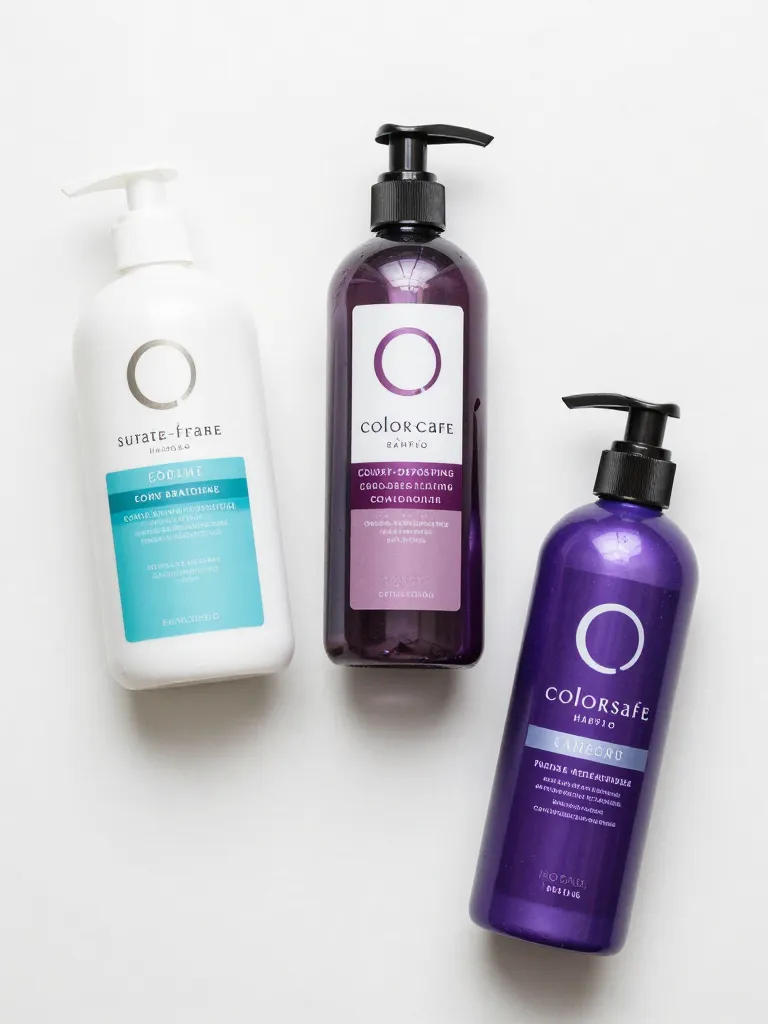 Color-safe haircare products flat lay