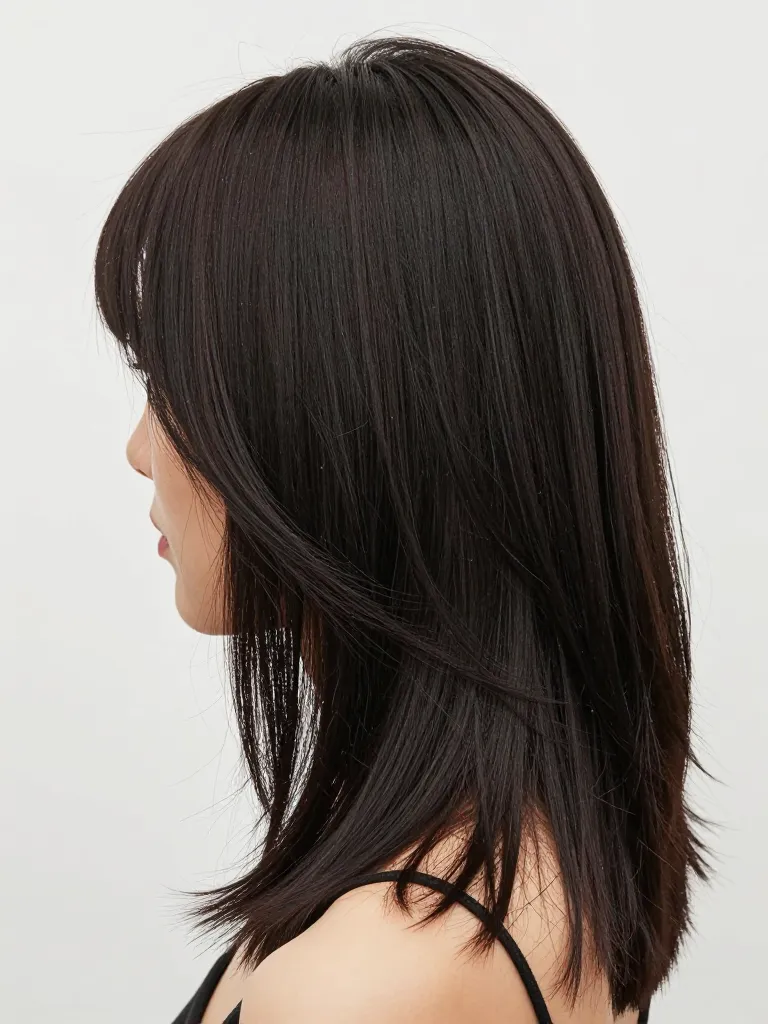Layering the back of a long mullet with internal layers while outer layer stays at full length