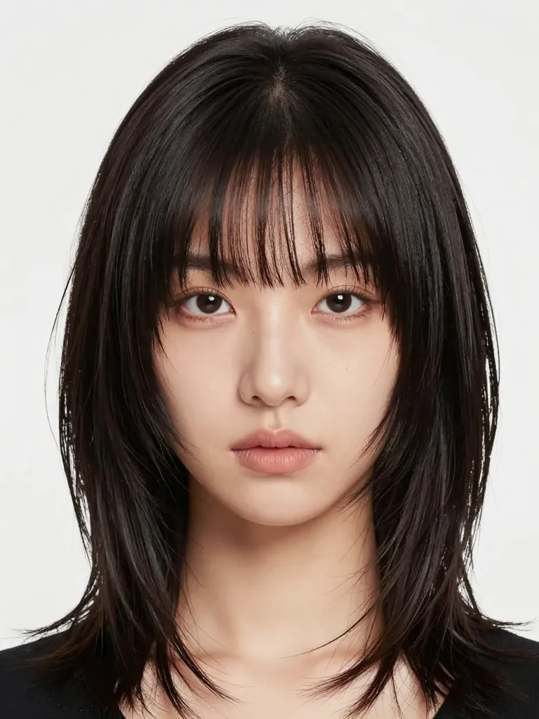 Cutting front layers to shoulder length for long mullet with curtain bangs