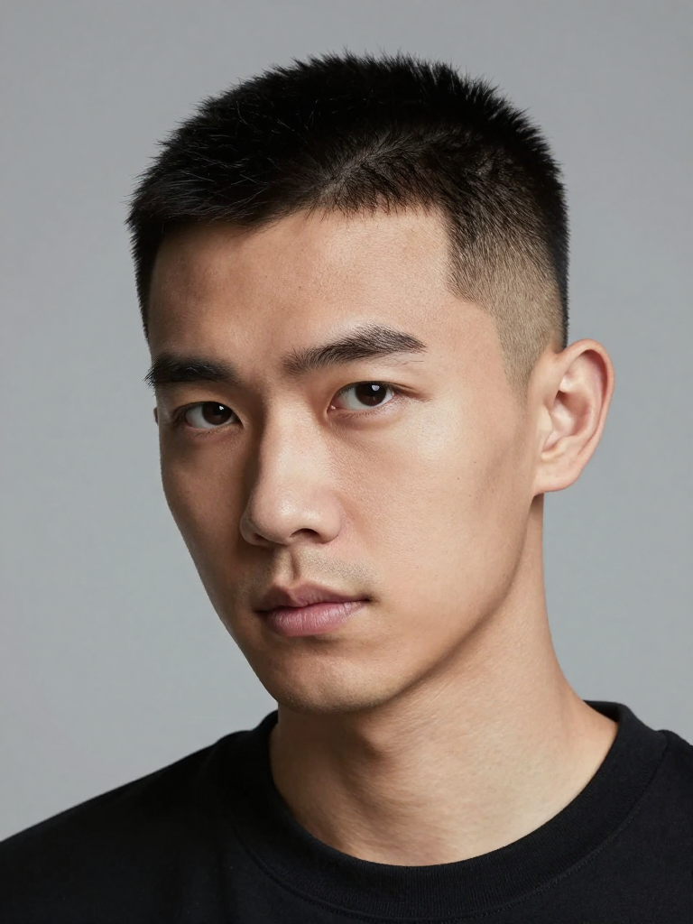 Textured crop haircut on a man with dark hair