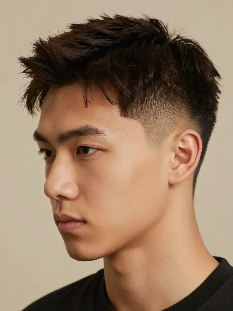 Finished mid fade haircut with clean edges and textured top