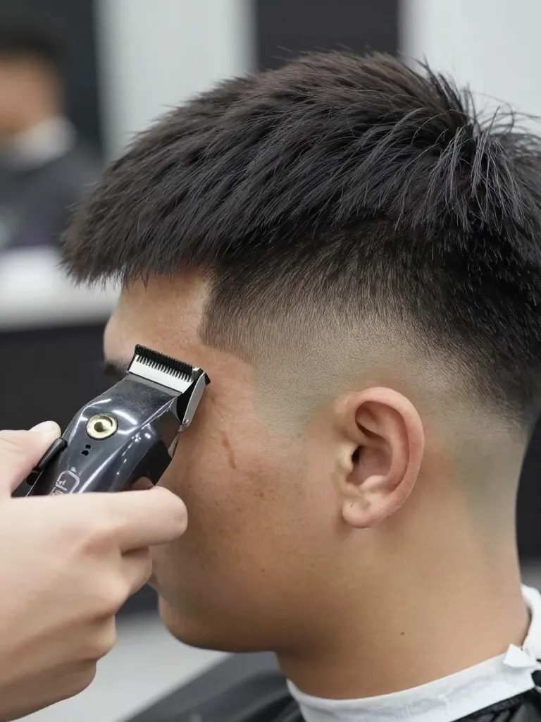 Tapering the sideburns with clippers for a subtle gradient