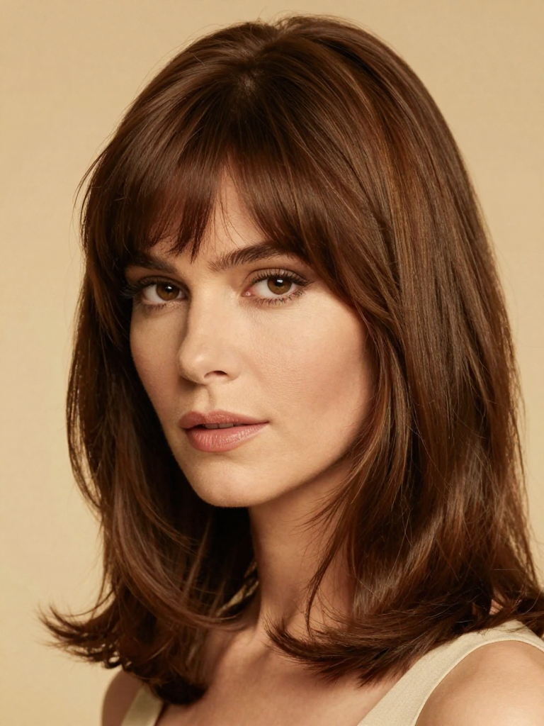 3. The Layered U-Cut with Curtain Bangs