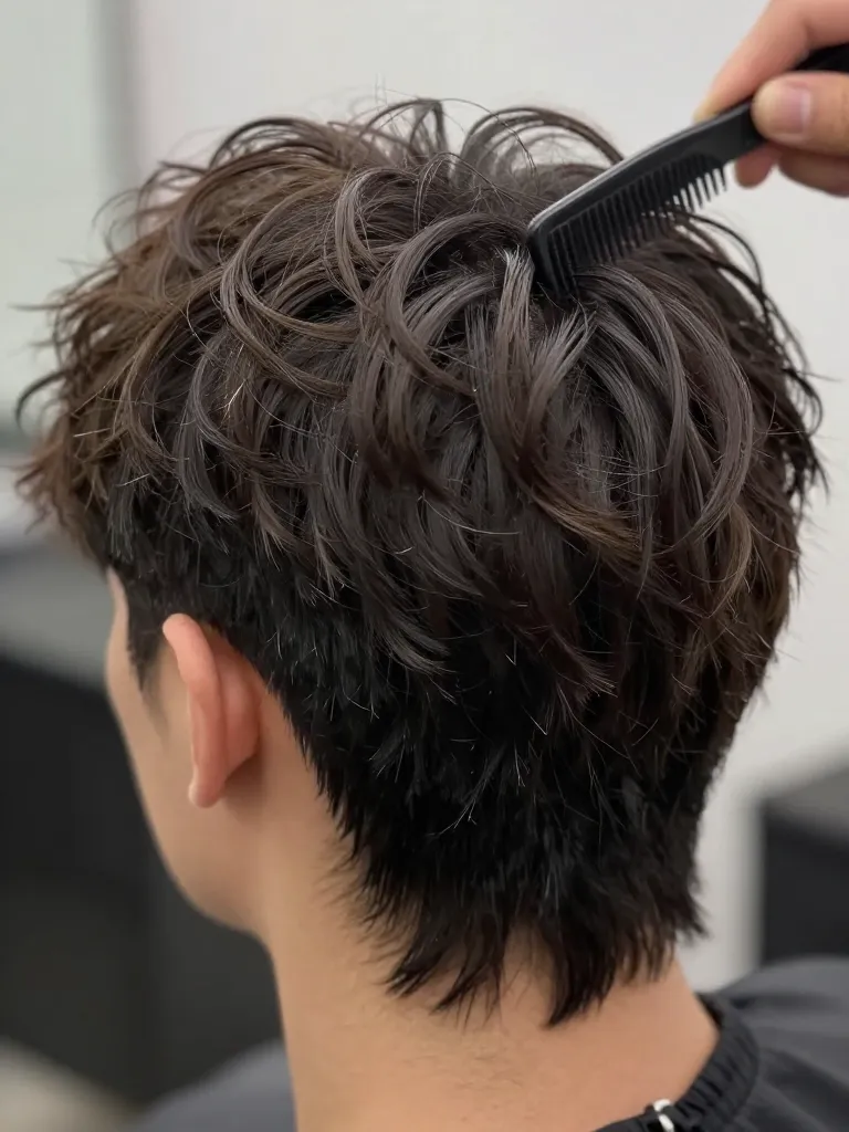 Step 4: Texturize for the 'I Didn't Try' Look - The Wolf Cut for Men